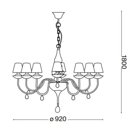 Ideal Lux - Luster na reťazi BLANCHE 8xE14/40W/230V pr. 92 cm čierna