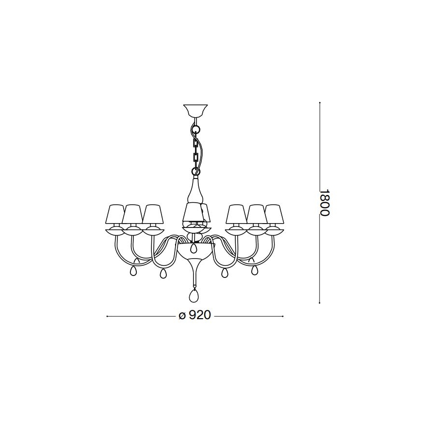 Ideal Lux - Luster na reťazi BLANCHE 8xE14/40W/230V pr. 92 cm čierna