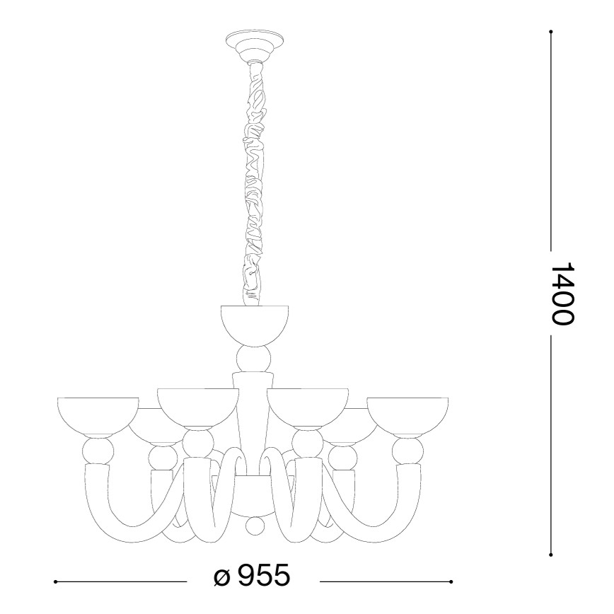 Ideal Lux - Luster na reťazi BON BON 8xE14/28W/230V pr. 95,5 cm biela
