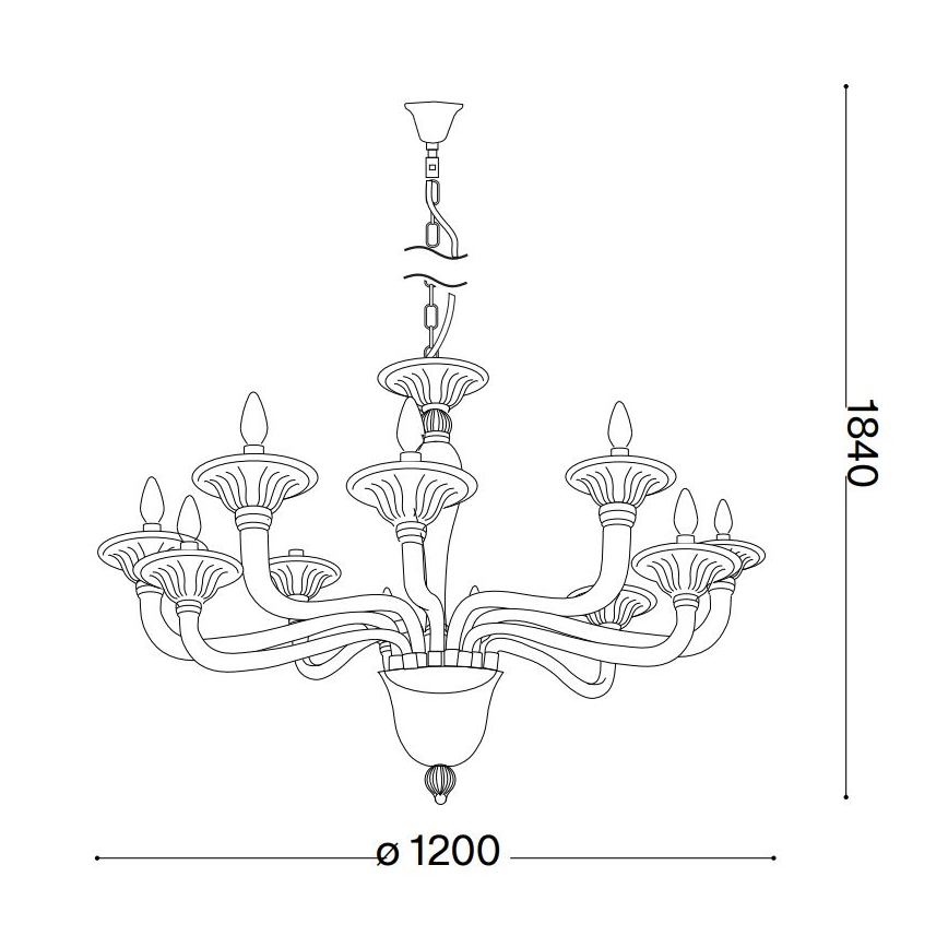 Ideal Lux - Luster na reťazi BRIGITTA 12xE14/40W/230V pr. 120 cm mosadz