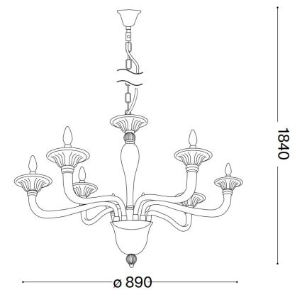 Ideal Lux - Luster na reťazi BRIGITTA 8xE14/40W/230V pr. 89 cm mosadz