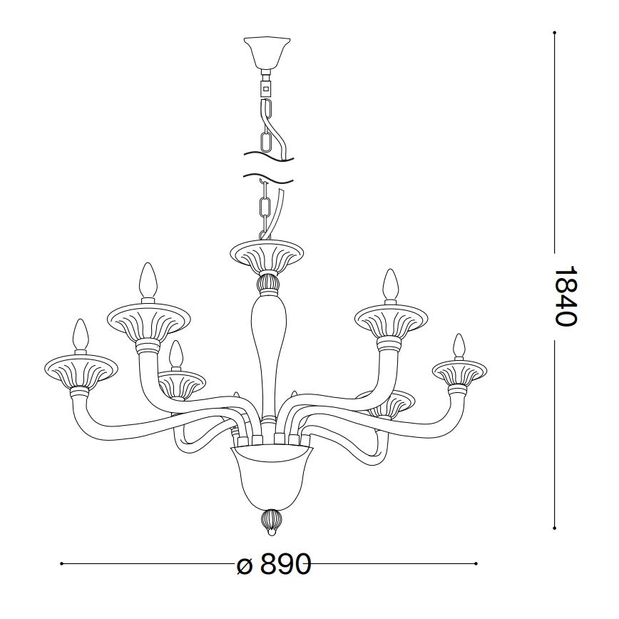 Ideal Lux - Luster na reťazi BRIGITTA 8xE14/40W/230V pr. 89 cm mosadz