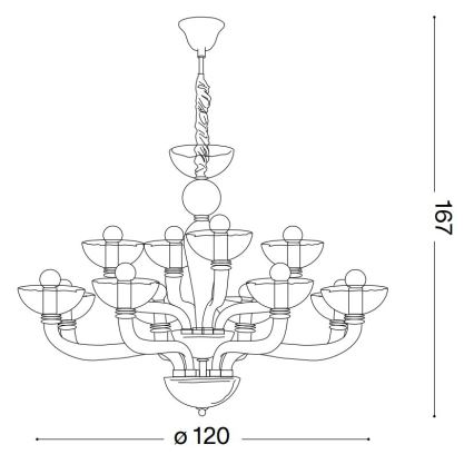 Ideal Lux - Luster na reťazi CASANOVA 16xE14/40W/230V pr. 120 cm šedá