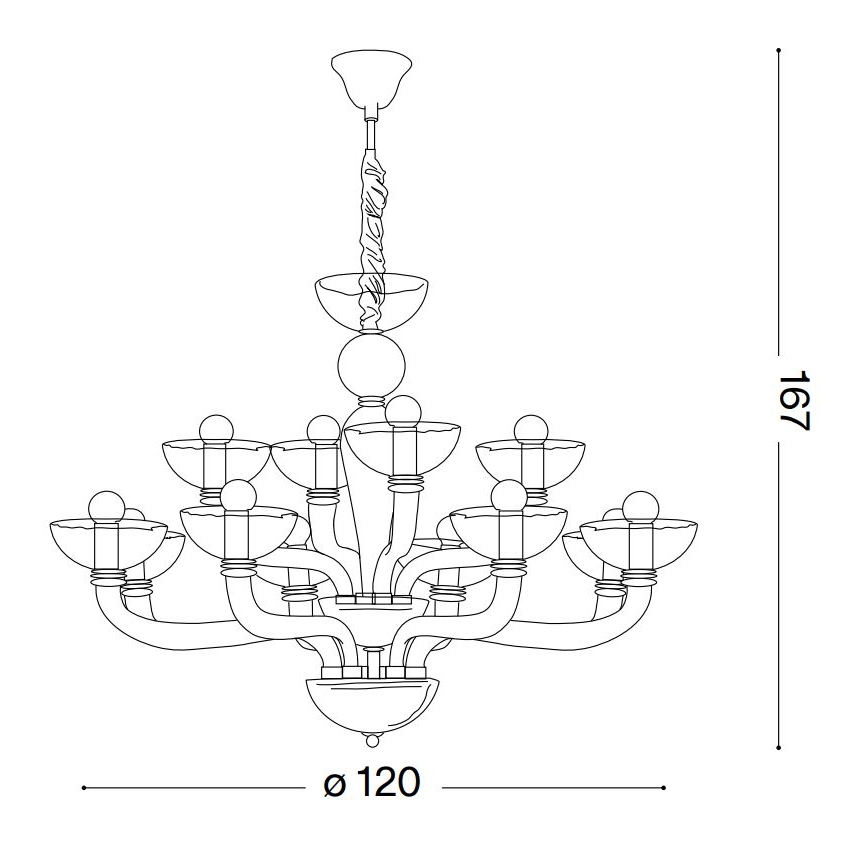 Ideal Lux - Luster na reťazi CASANOVA 16xE14/40W/230V pr. 120 cm šedá
