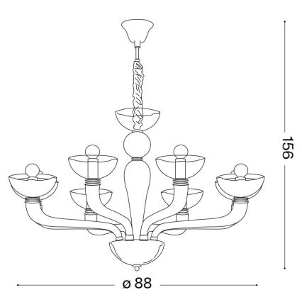Ideal Lux - Luster na reťazi CASANOVA 8xE14/40W/230V pr. 88 cm šedá