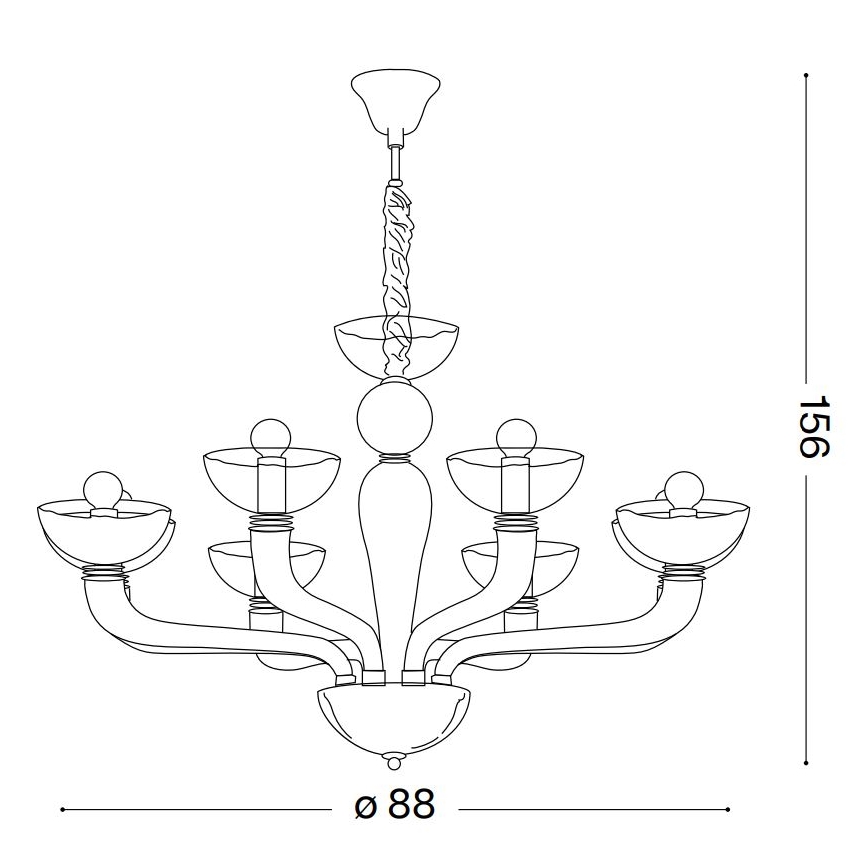 Ideal Lux - Luster na reťazi CASANOVA 8xE14/40W/230V pr. 88 cm šedá