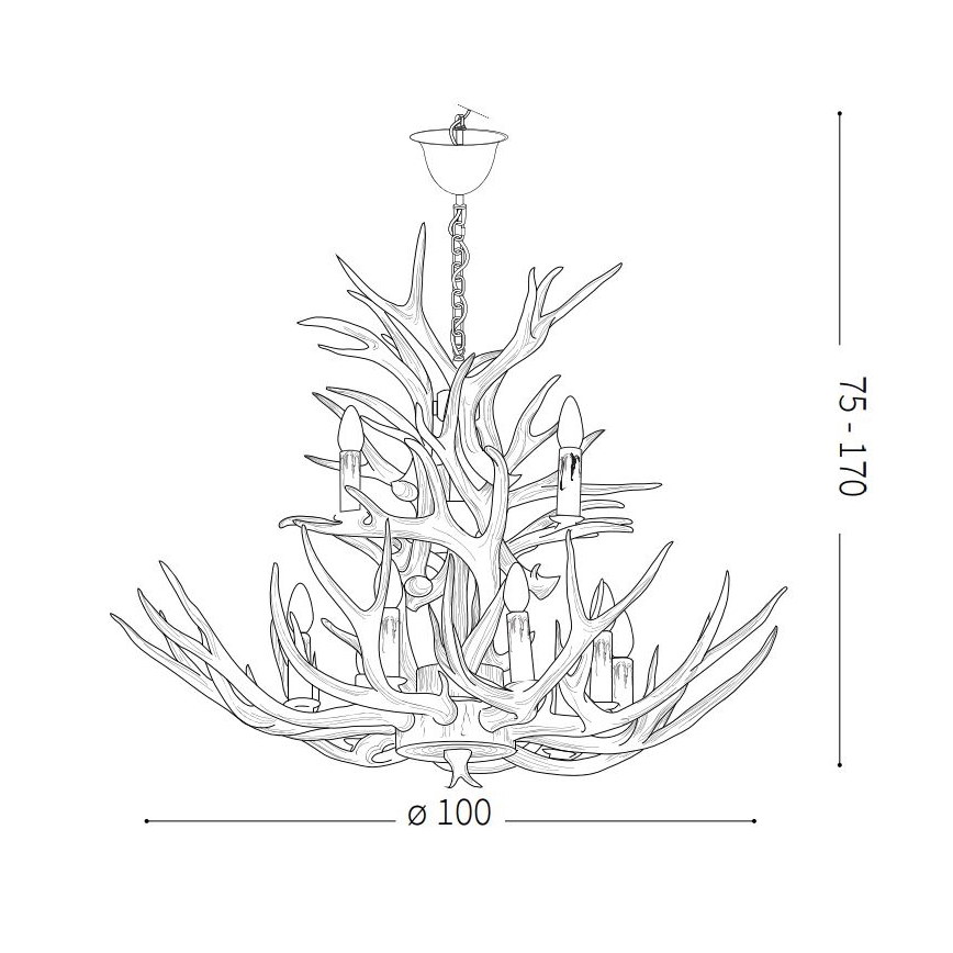 Ideal Lux - Luster na reťazi CHALET 12xE14/40W/230V parožie