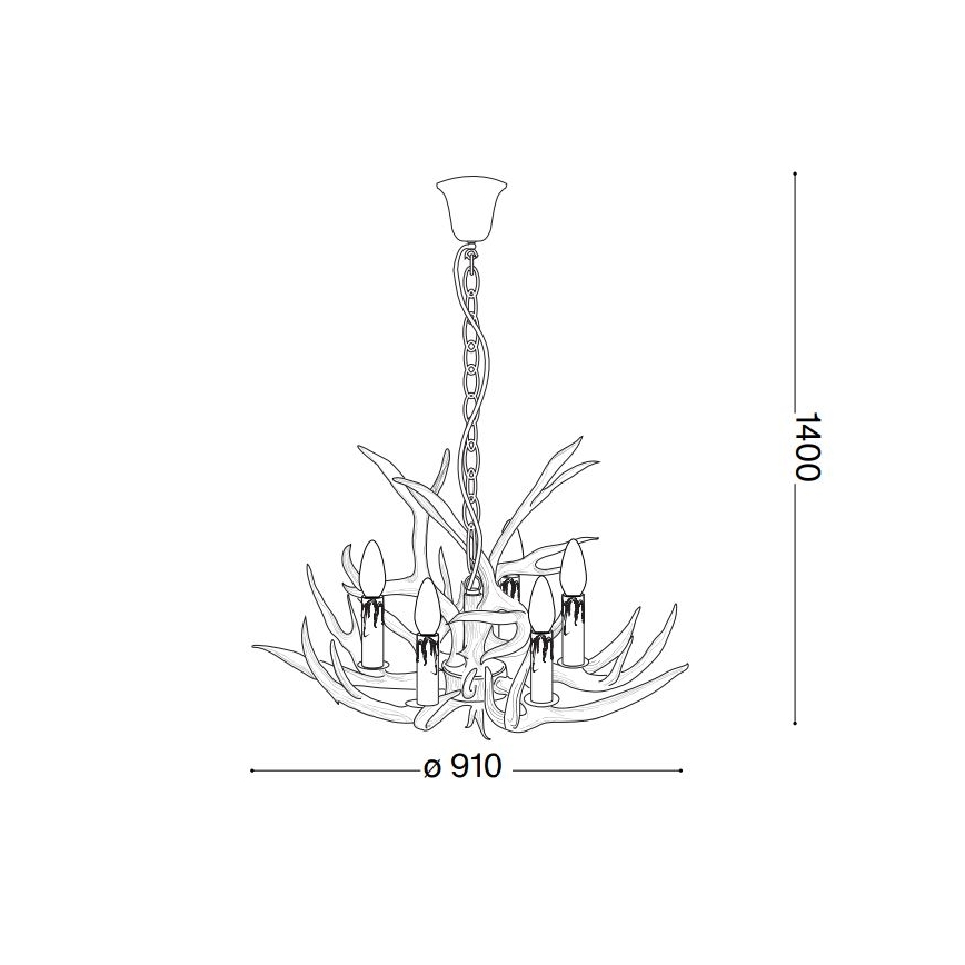 Ideal Lux - Luster na reťazi CHALET 8xE14/40W/230V parožie