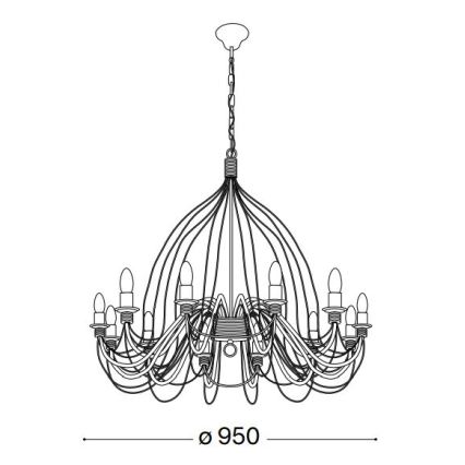 Ideal Lux - Luster na reťazi CORTE 12xE14/40W/230V pr. 95 cm meď