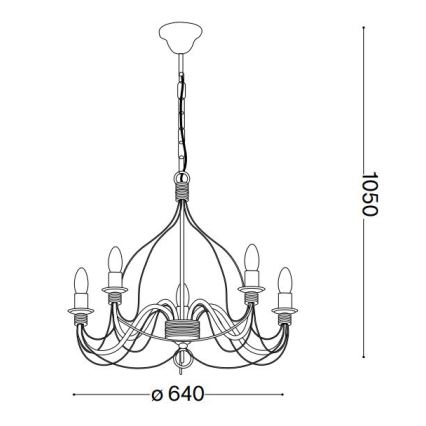 Ideal Lux - Luster na reťazi CORTE 5xE14/40W/230V pr. 54 cm meď