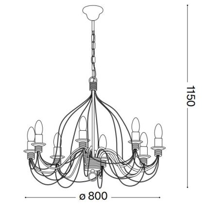 Ideal Lux - Luster na reťazi CORTE 8xE14/40W/230V pr. 80 cm meď