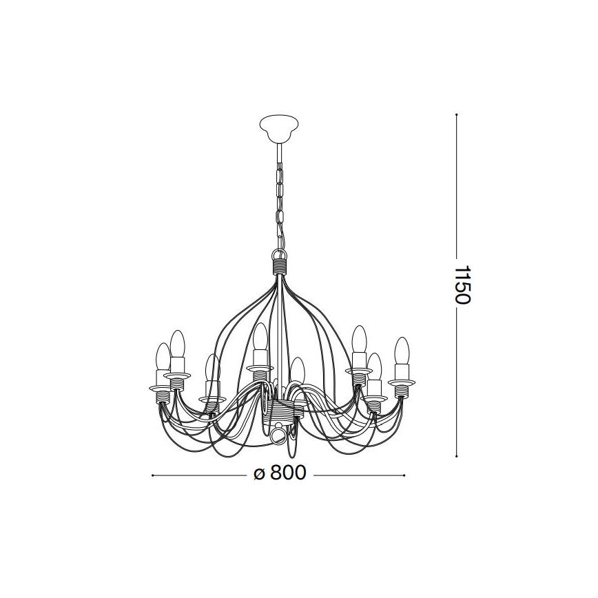 Ideal Lux - Luster na reťazi CORTE 8xE14/40W/230V pr. 80 cm meď