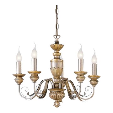 Ideal Lux - Luster na reťazi FIRENZE 5xE14/40W/230V pr. 55 cm zlatá