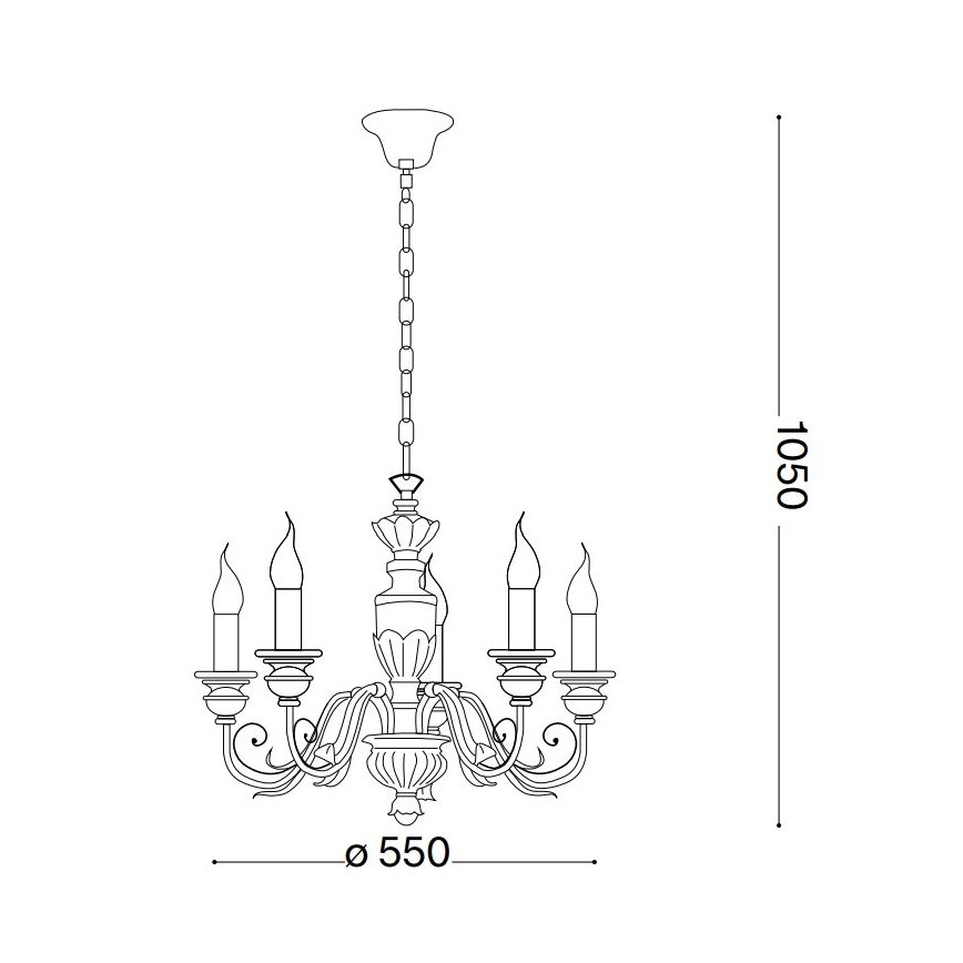 Ideal Lux - Luster na reťazi FIRENZE 5xE14/40W/230V pr. 55 cm zlatá