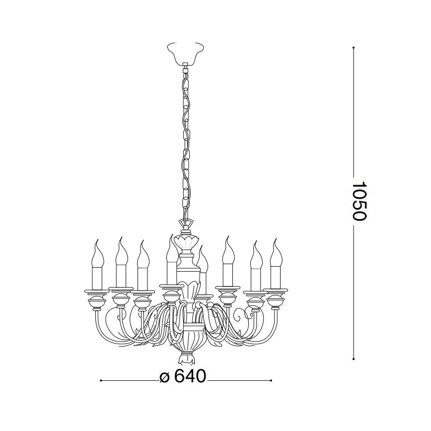 Ideal Lux - Luster na reťazi FIRENZE 8xE14/40W/230V pr. 64 cm biela/zlatá