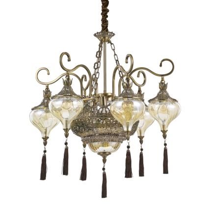 Ideal Lux - Luster na reťazi HAREM 9xE27/60W/230V pr. 75 cm mosadz