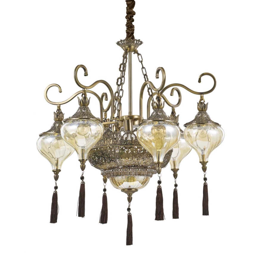 Ideal Lux - Luster na reťazi HAREM 9xE27/60W/230V pr. 75 cm mosadz