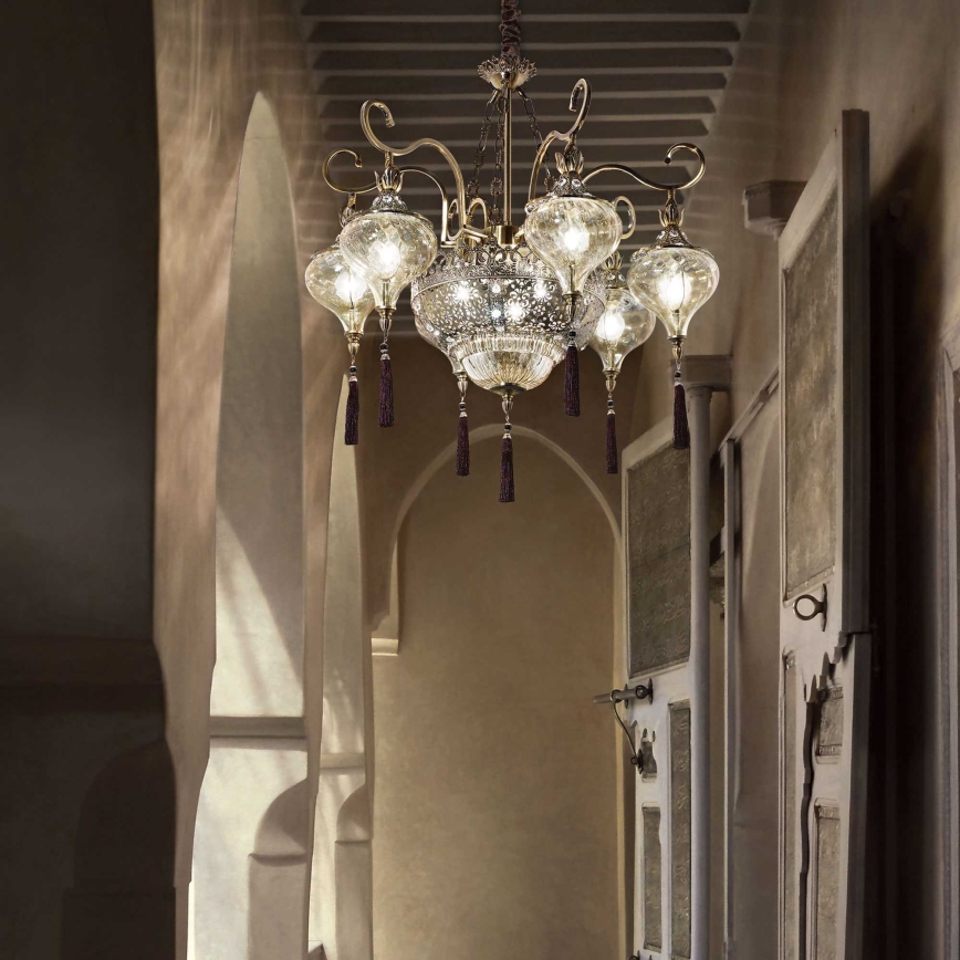 Ideal Lux - Luster na reťazi HAREM 9xE27/60W/230V pr. 75 cm mosadz