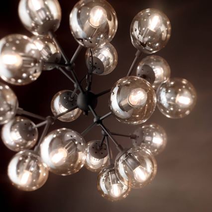 Ideal Lux - Luster na reťazi KEPLER 18xE27/42W/230V pr. 69 cm čierna/dymová