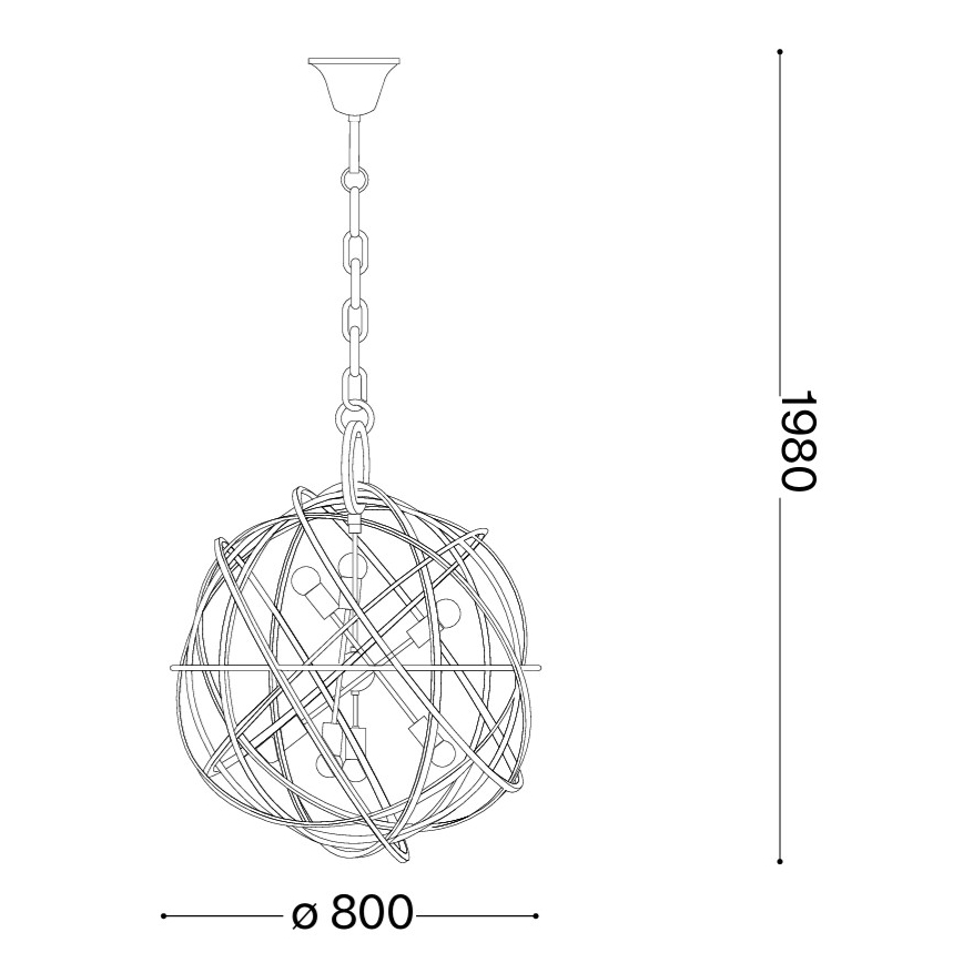 Ideal Lux - Luster na reťazi KONSE 7xE27/60W/230V pr. 80 cm zlatý