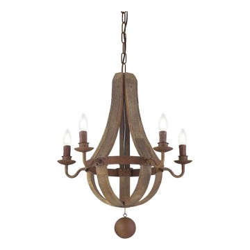 Ideal Lux - Luster na reťazi MILLENNIUM 5xE14/40W/230V pr. 52 cm breza/hnedá