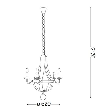 Ideal Lux - Luster na reťazi MILLENNIUM 5xE14/40W/230V pr. 52 cm breza/hnedá