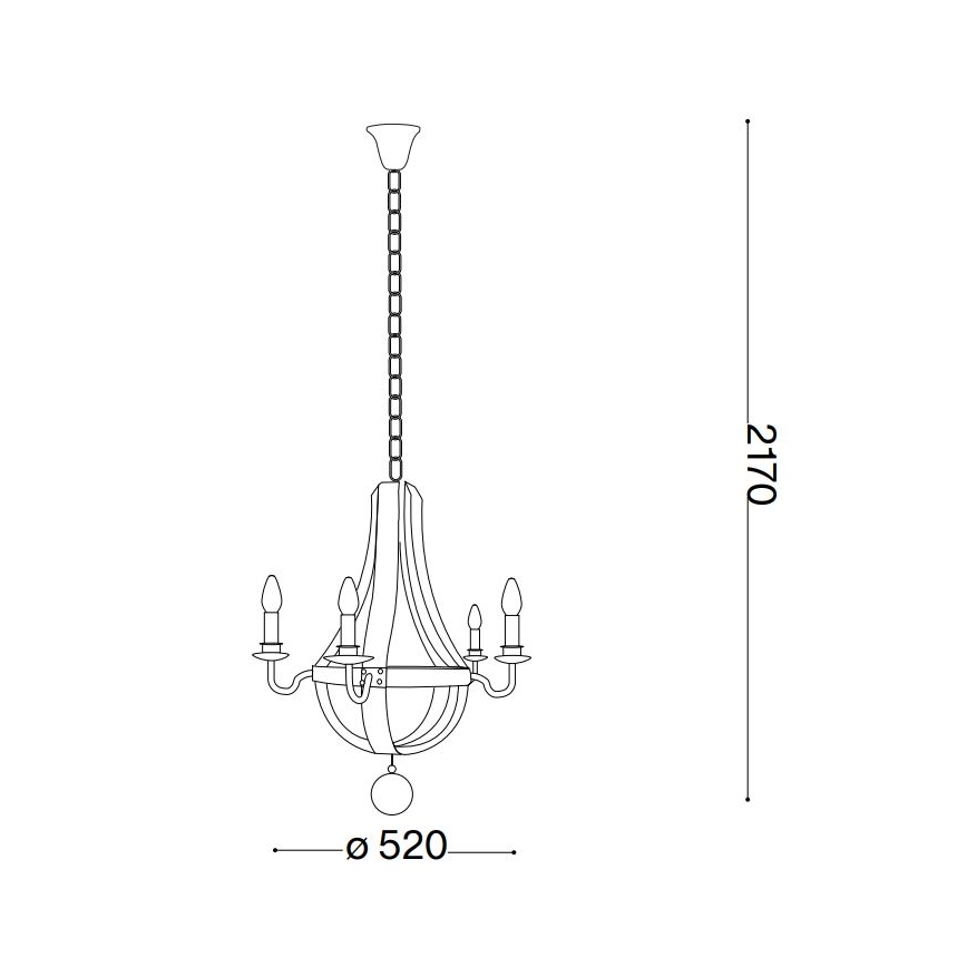 Ideal Lux - Luster na reťazi MILLENNIUM 5xE14/40W/230V pr. 52 cm breza/hnedá