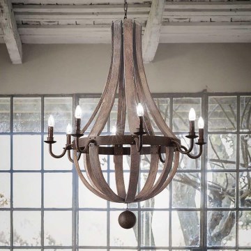 Ideal Lux - Luster na reťazi MILLENNIUM 8xE14/40W/230V pr. 92 cm breza/hnedá