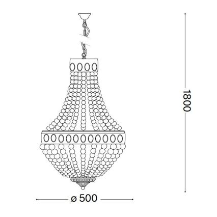 Ideal Lux - Luster na reťazi MONET 6xE14/40W/230V pr. 50 cm konope/biela