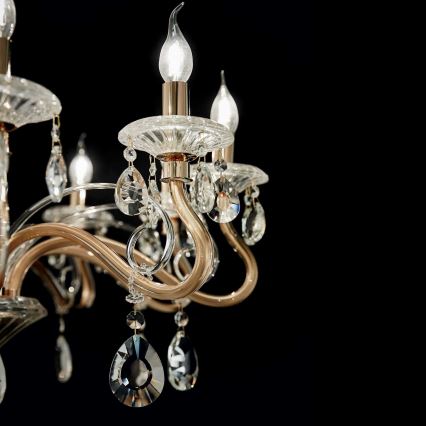 Ideal Lux - Krištáľový luster na reťazi NEGRESCO 8xE14/28W/230V pr. 73,5 cm zlatá