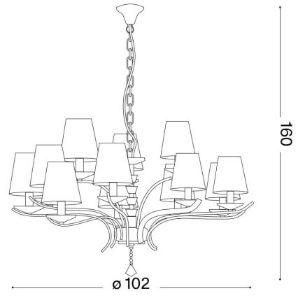 Ideal Lux - Krištáľový luster na reťazi PEGASO 12xE14/28W/230V pr. 102 cm zlatá