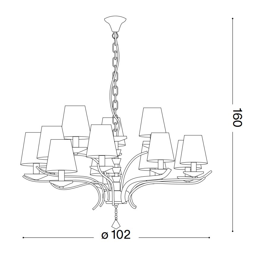 Ideal Lux - Krištáľový luster na reťazi PEGASO 12xE14/28W/230V pr. 102 cm zlatá