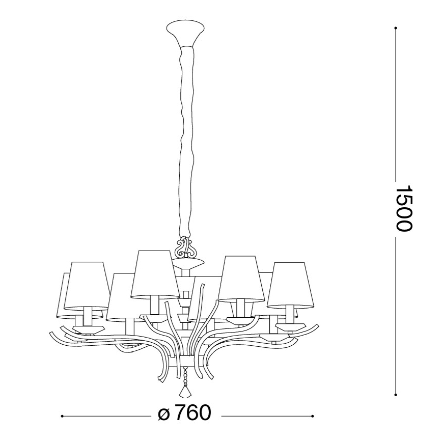 Ideal Lux - Krištáľový luster na reťazi PEGASO 8xE14/28W/230V pr. 76 cm lesklý chróm