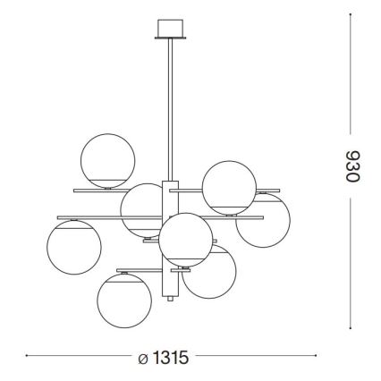 Ideal Lux - Luster na tyči GOURMET 9xE14/28W/230V pr. 131,5 cm zlatá