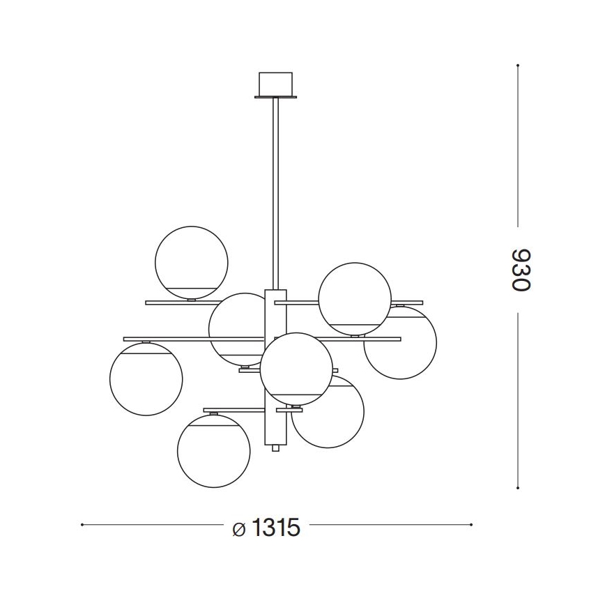 Ideal Lux - Luster na tyči GOURMET 9xE14/28W/230V pr. 131,5 cm zlatá
