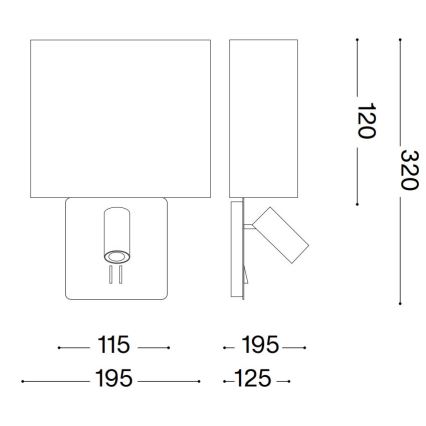 Ideal Lux - Náhradné tienidlo k nástennej lampe GEA čierna