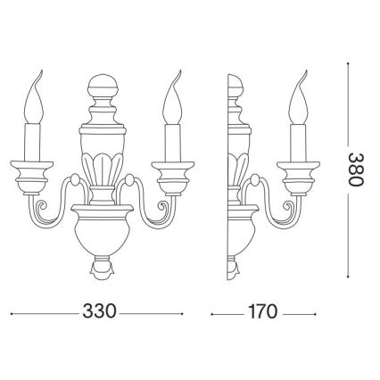 Ideal Lux - Nástenná lampa FIRENZE 2xE14/40W/230V zlatá