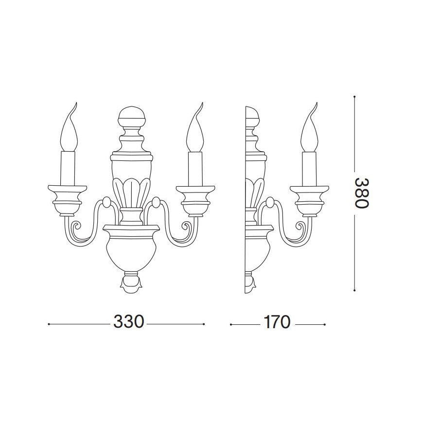 Ideal Lux - Nástenná lampa FIRENZE 2xE14/40W/230V zlatá