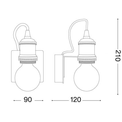 Ideal Lux - Nástenná lampa FRIDA 1xE27/60W/230V meď