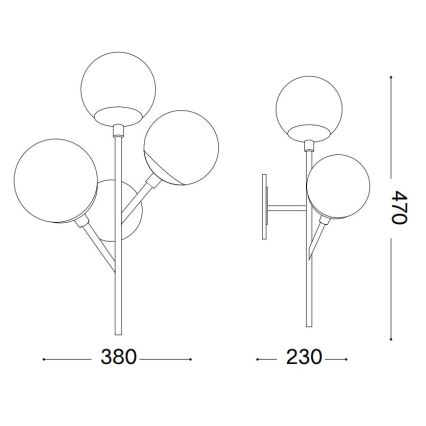 Ideal Lux - Nástenná lampa KEPLER 3xE27/42W/230V čierna/dymová
