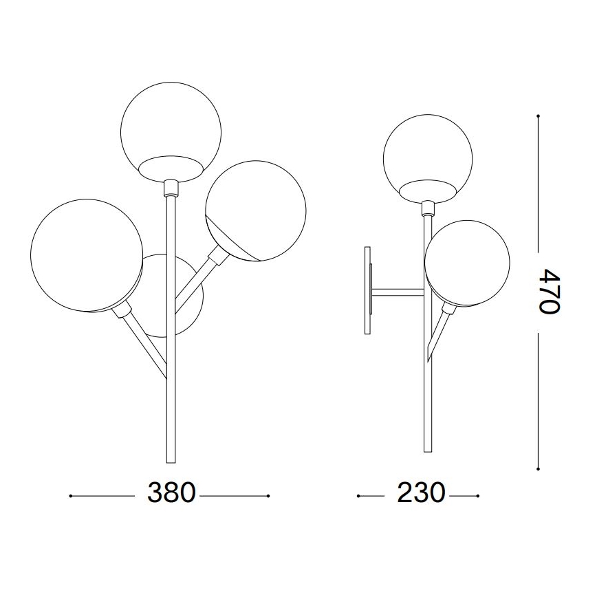 Ideal Lux - Nástenná lampa KEPLER 3xE27/42W/230V čierna/dymová
