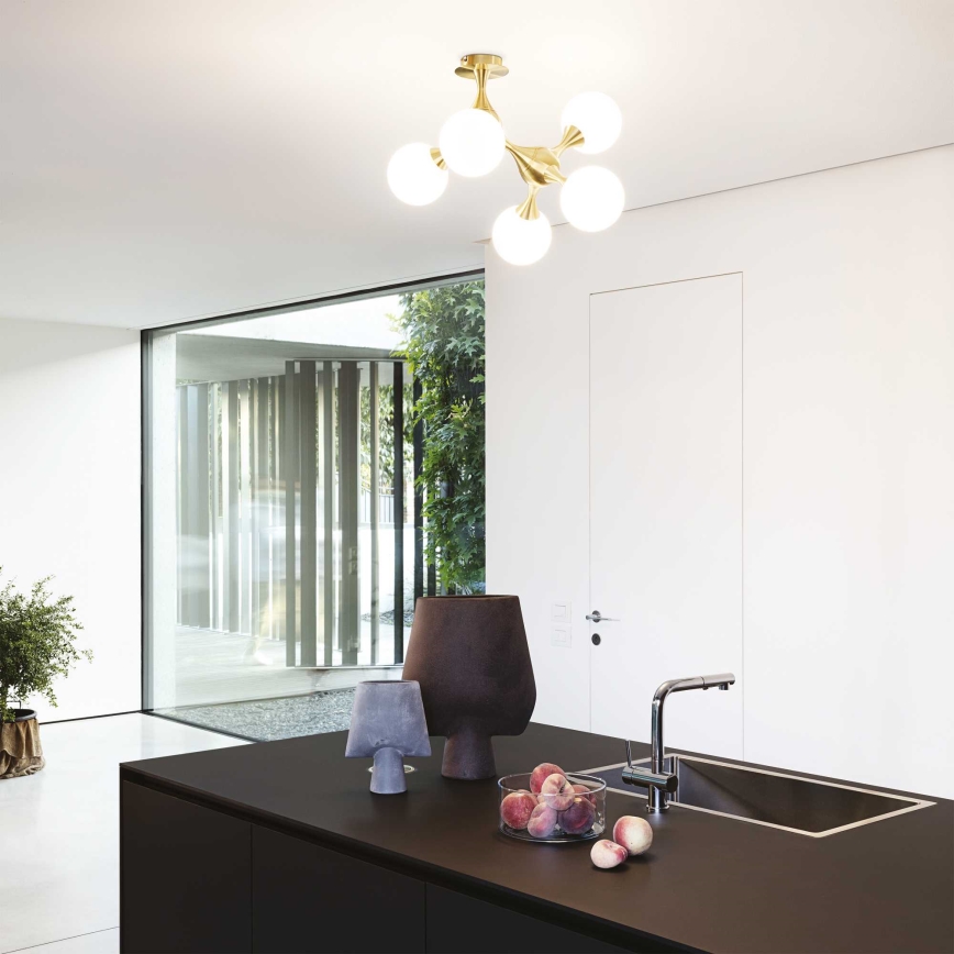Ideal Lux - Prisadený luster NODI 5xE14/28W/230V 50x55 cm mosadz/biela