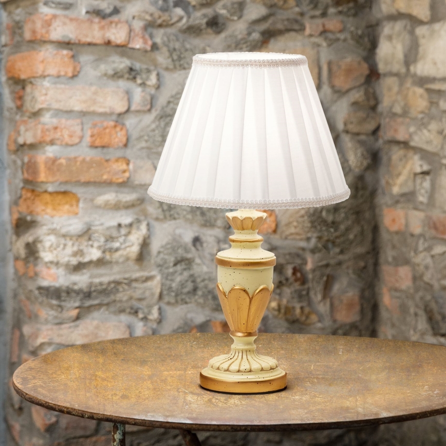 Ideal Lux - Stolná lampa FIRENZE 1xE14/40W/230V biela/zlatá