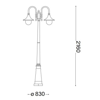 Ideal Lux - Vonkajšia lampa CIMA 2xE27/52W/230V 216 cm IP43 antracit