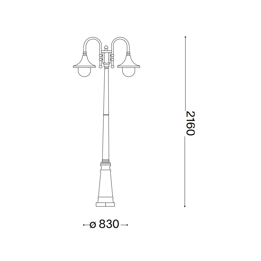 Ideal Lux - Vonkajšia lampa CIMA 2xE27/52W/230V 216 cm IP43 antracit