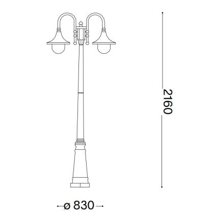 Ideal Lux - Vonkajšia lampa CIMA 2xE27/52W/230V 216 cm IP43 patina