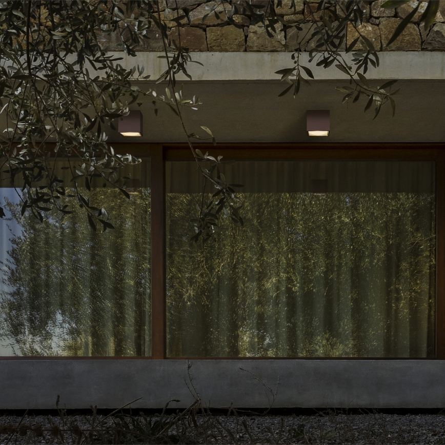 Ideal Lux - Vonkajšie bodové svietidlo TECHO 1xGU10/20W/230V 15x15 cm IP54 hnedé