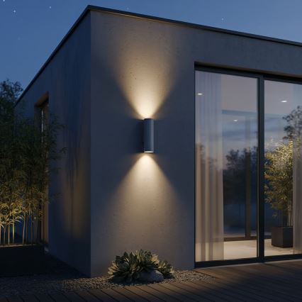 Ideal Lux - Vonkajšie nástenné svietidlo GUN 1xGU10/35W/230V 21 cm IP44 šedé