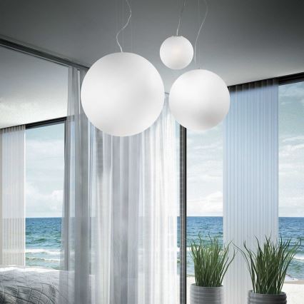 Ideal Lux - Závesné svietidlo na lane MAPA 1xE27/42W/230V, priemer 30 cm, biele