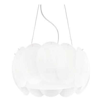 Ideal Lux - Závesné svietidlo OVALINO na lankách 5xE27/60W/230V pr. 44 cm biela